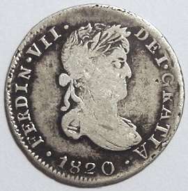Ferdinand-VII-2-Reales---Zacatecas---1819-Ag